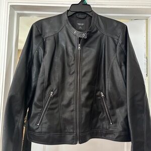 Simply Vera Vera Wang Black Faux Leather Zip Jacket